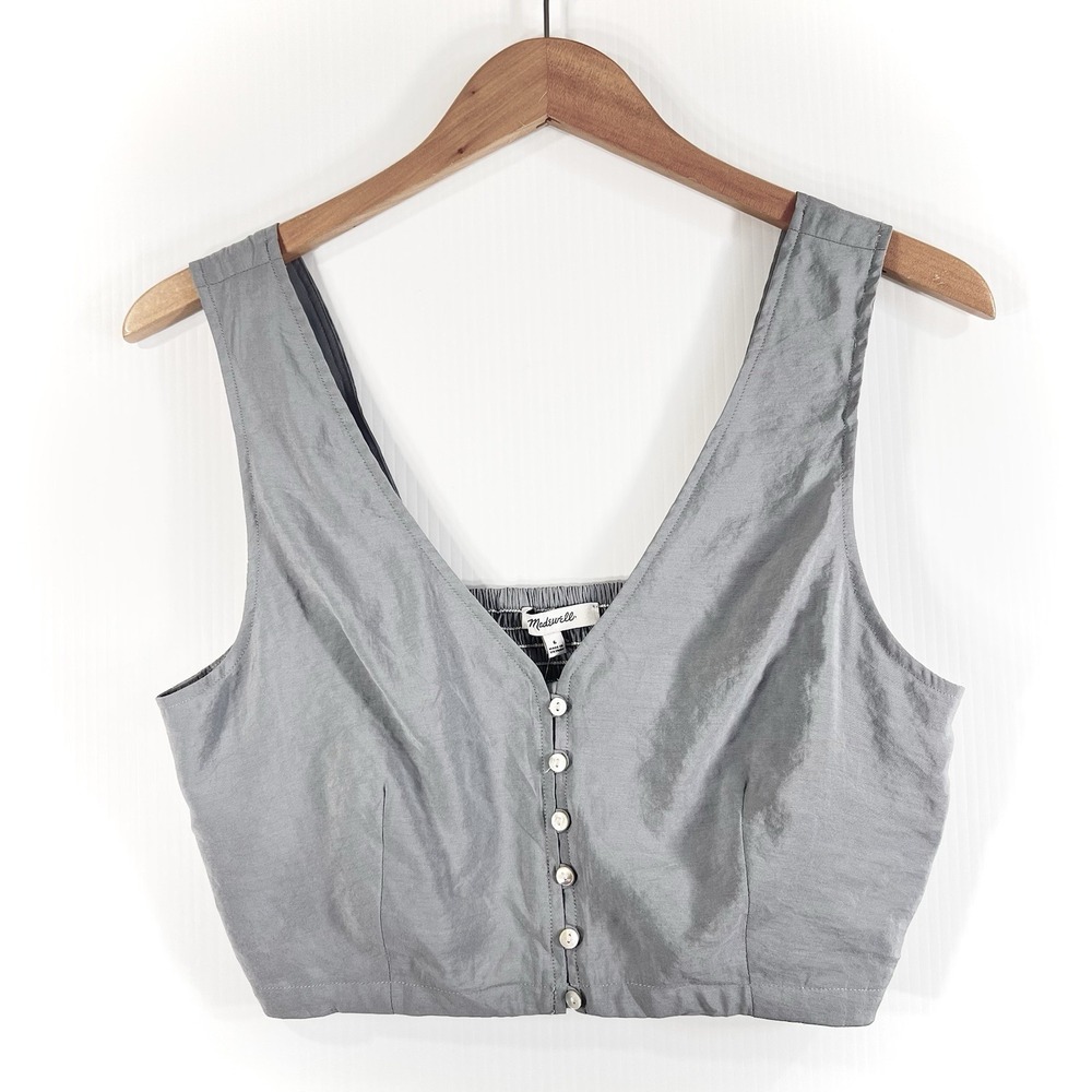 Madewell Vest Top Size 6 Softdrape Gwen Supercrop Still Dawn Gray Festival NEW